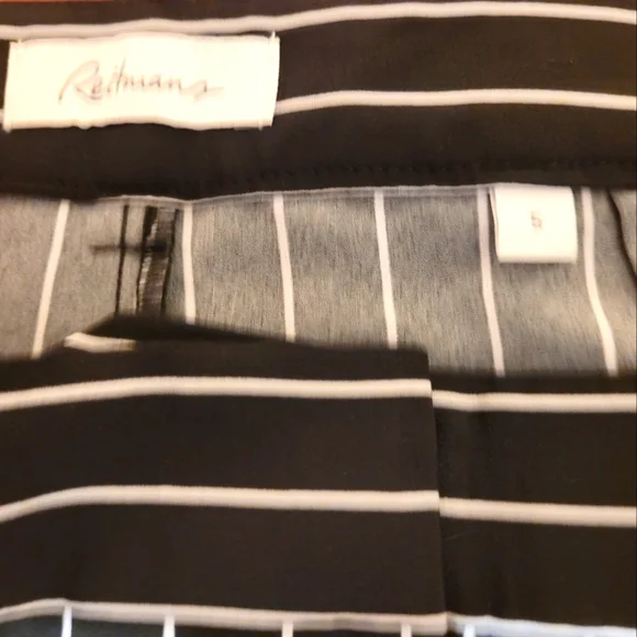 💚 Vintage Reitman's Black & White Wide Legged Striped Pants Size 5 - Picture 4 of 5